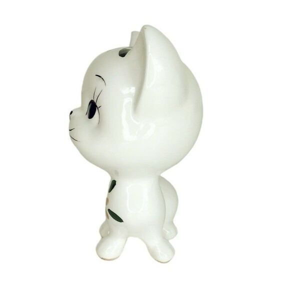 Vintage 40s Japanese Ceramic Kitsch Kawaii Big Eye Kitty Cat Animal Figurines - Picture 10 of 12